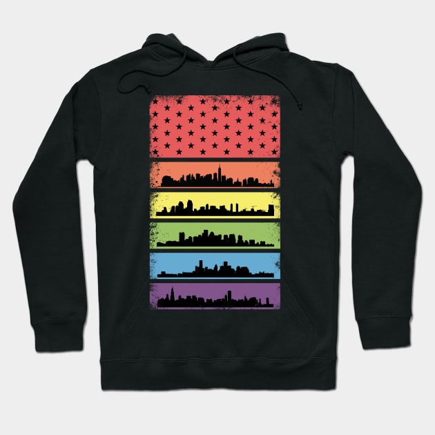 LGBT Pride Rainbow City Skyline Hoodie by ProudToBeHomo